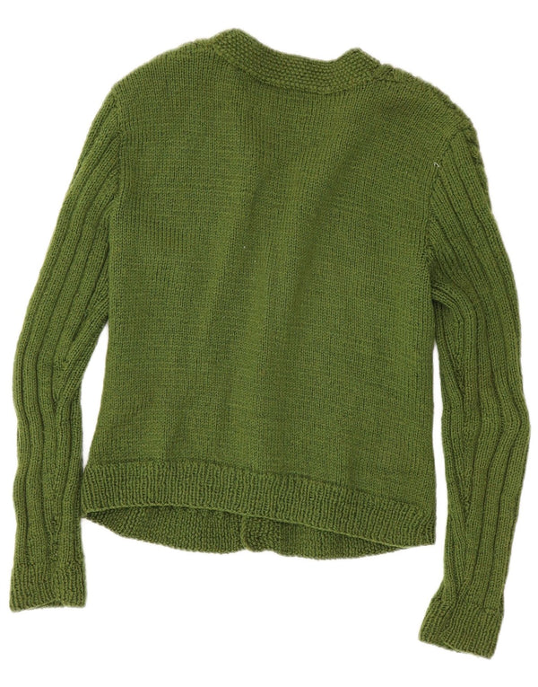 Vintage Dame Crop Cardigan Sweater UK 10 Small Green