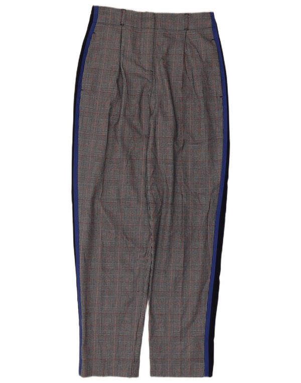 Topshop Kvinder Højtaljet tilspidsede Chinobukser UK 6 XS W26 L28 Grå ternet