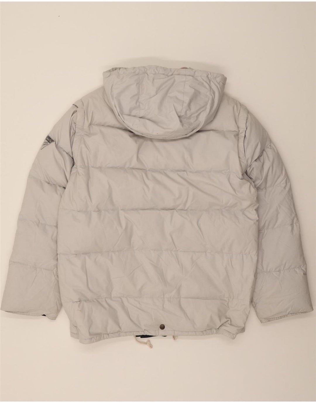 VINTAGE Mens Hooded Padded Jacket UK 40 Large Grey Polyester Vintage Vintage and Second-Hand Vintage from Messina Hembry 