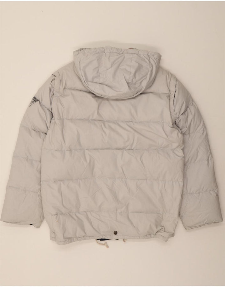VINTAGE Mens Hooded Padded Jacket UK 40 Large Grey Polyester Vintage Vintage and Second-Hand Vintage from Messina Hembry 