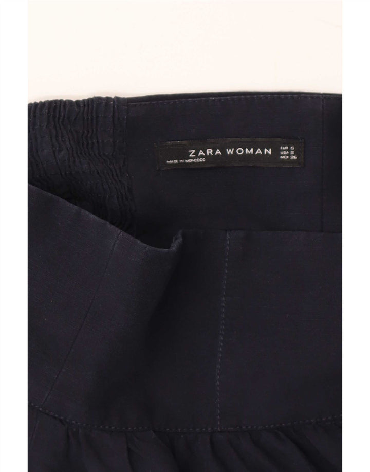 Zara Dame Mini-nederdel Small W26 Navy Blue Lyocell
