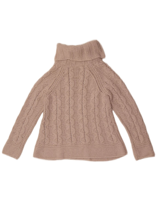 Marks & Spencer Dame Roll Neck Jumper Sweater UK 10 Small Beige Acryl
