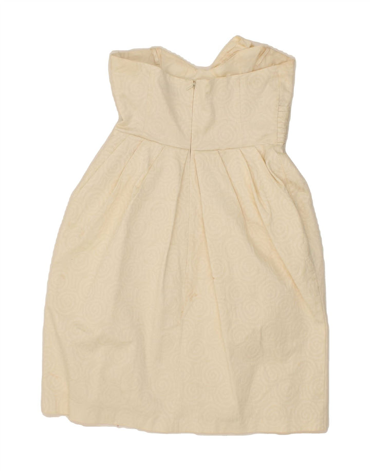 MONSOON Womens Strapless Dress UK 12 Medium Beige Geometric Vintage Monsoon and Second-Hand Monsoon from Messina Hembry 