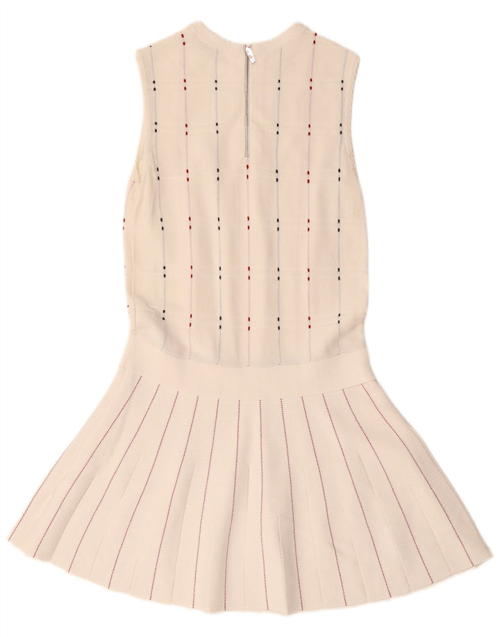 Ted Baker Dame Ærmeløs Drop Waist Dress Størrelse 1 XS Hvidstribet