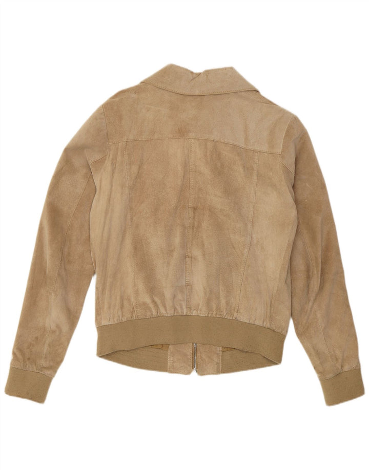 Conbipel Womens Bomber Ruskindsjakke IT 46 Large Beige Læder