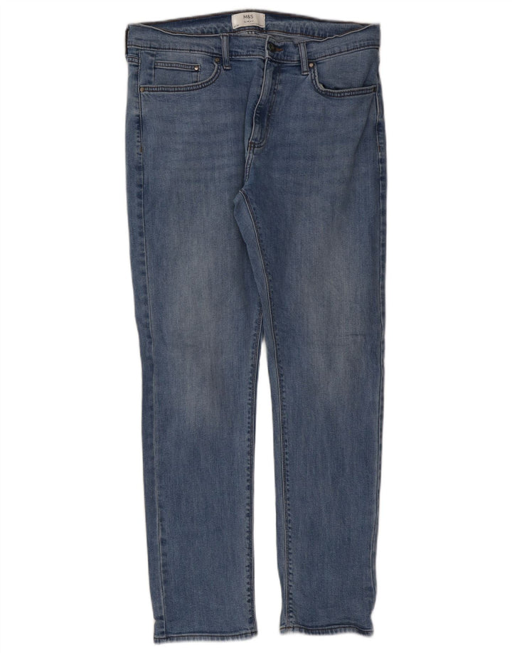 Marks & Spencer Herre Slim Jeans W34 L31 Blå Bomuld