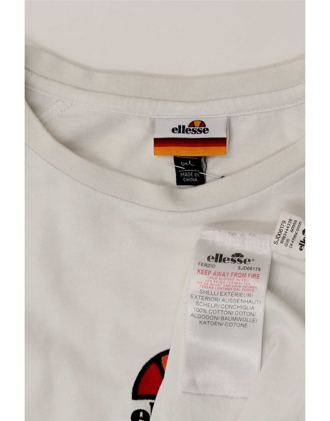 Ellesse Herre Grafisk T-Shirt Top Stor Hvid Colourblock Bomuld