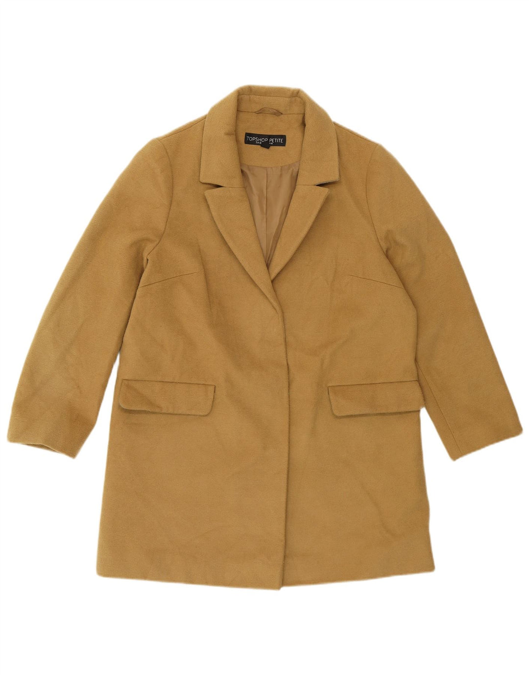 Topshop Dame Oversized Overfrakke UK 10 Lille Gul Polyester