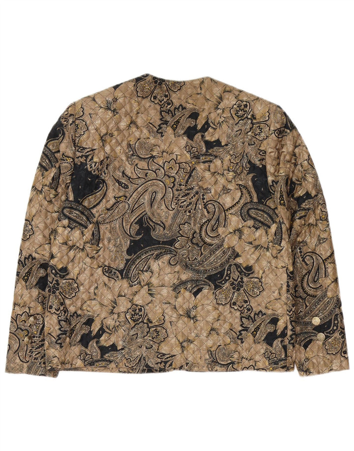 ARIANNA Dame 5 knap quiltet blazerjakke IT 46 Stor brun Paisley