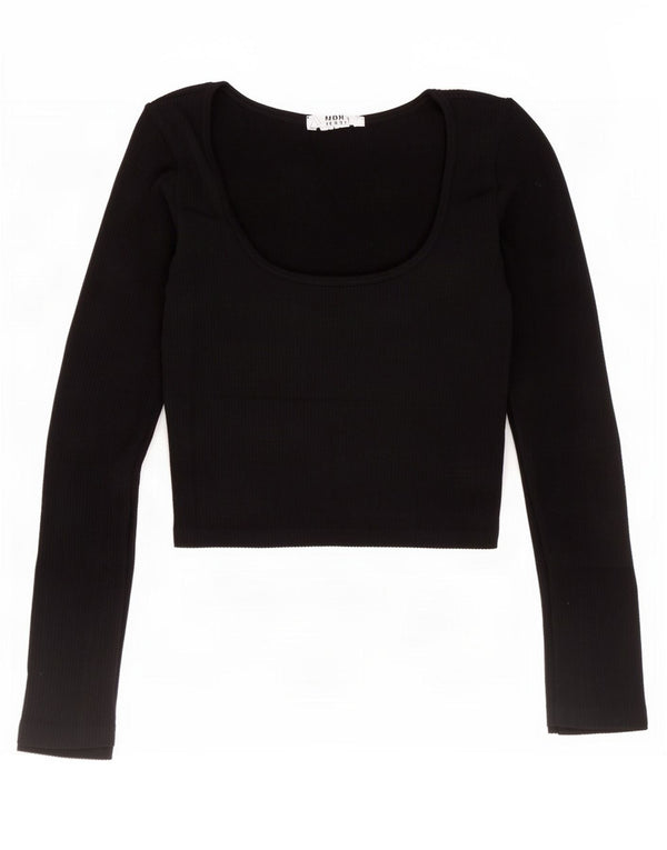 Zara Dame Crop Top Langærmet UK 4 XS Navy Blue