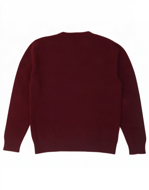 Timberland Herre Regular Fit Crew Neck Jumper Sweater Large Burgundy Wool