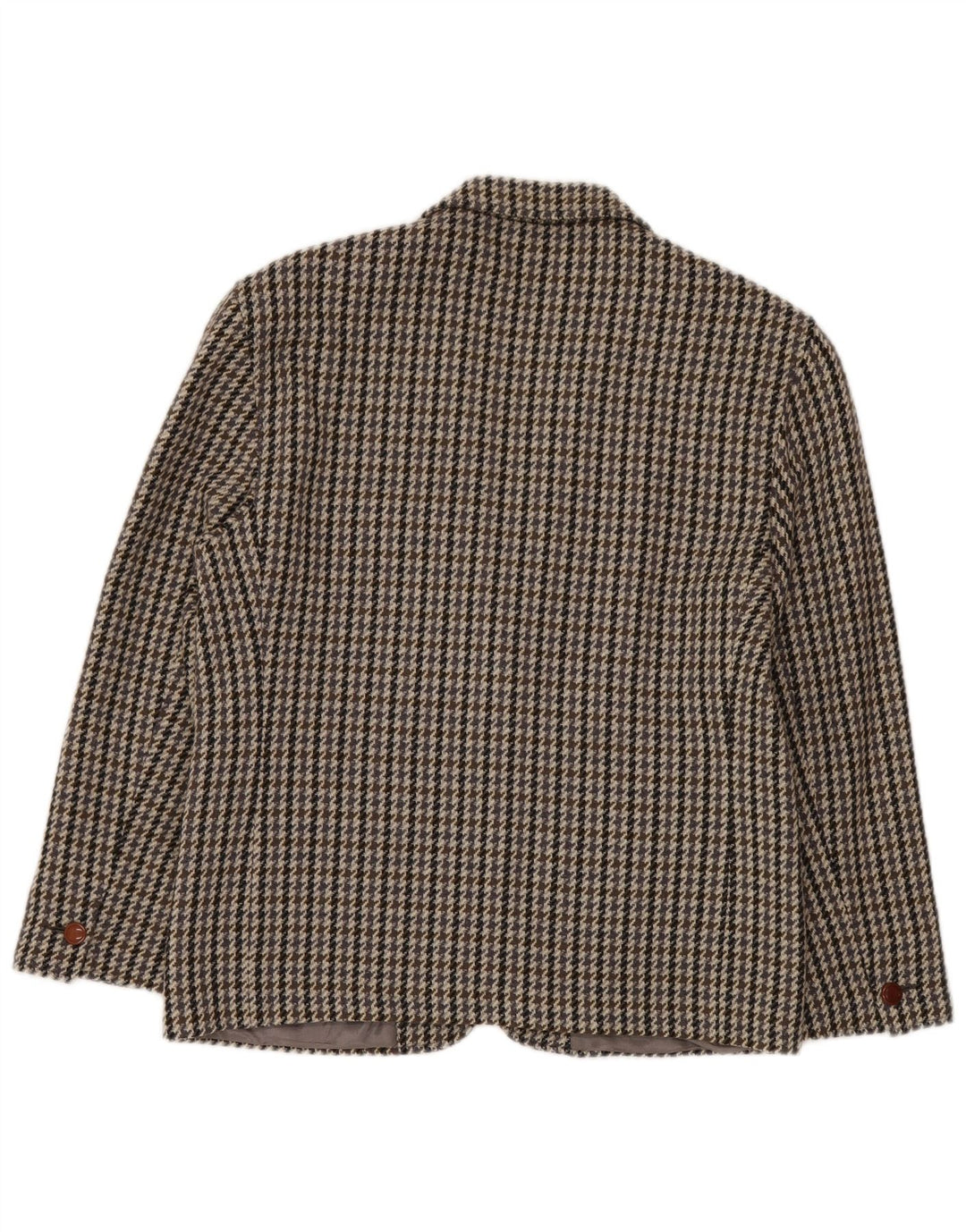 Vintage dame 2-knaps blazerjakke IT 44 Medium Grey Houndstooth Uld