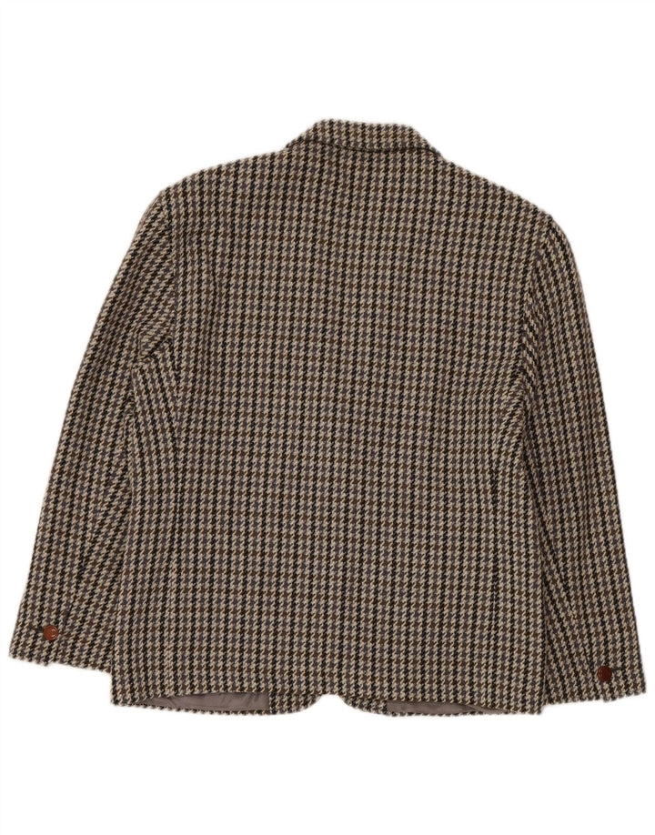 Vintage dame 2-knaps blazerjakke IT 44 Medium Grey Houndstooth Uld