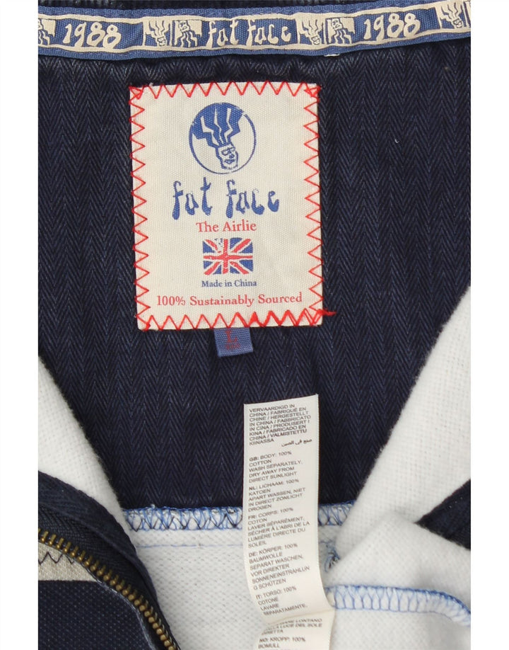 FAT FACE Herre lynlås-sweatshirt Jumper Large Blue Colourblock Bomuld