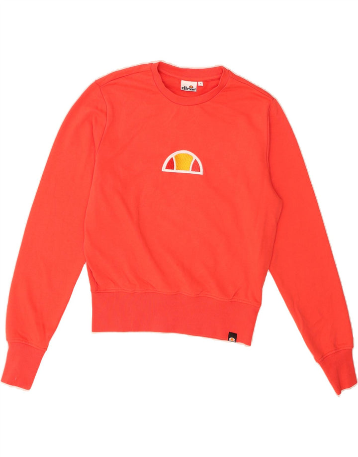 ELLESSE Womens Graphic Sweatshirt Jumper UK 10 Small Red Cotton Vintage Ellesse and Second-Hand Ellesse from Messina Hembry 