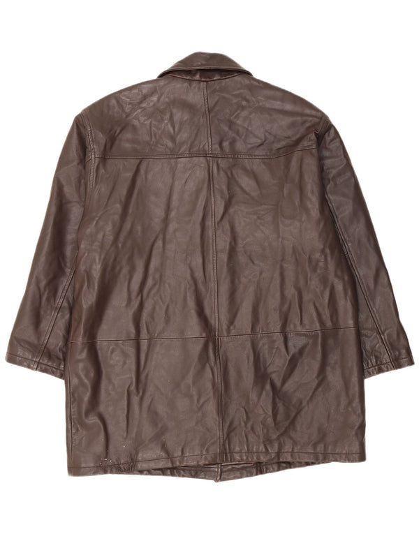 Maddox Womens Loose Fit Læderfrakke EU 42 Large Brown