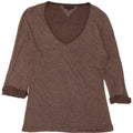 TOMMY HILFIGER Dame Top 3/4 ærmet UK 14 Stor Brun Stribet