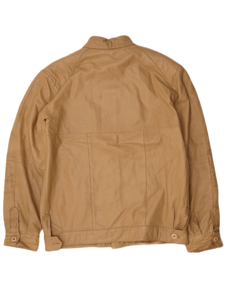 Vintage herre læderjakke IT 52 XL Beige