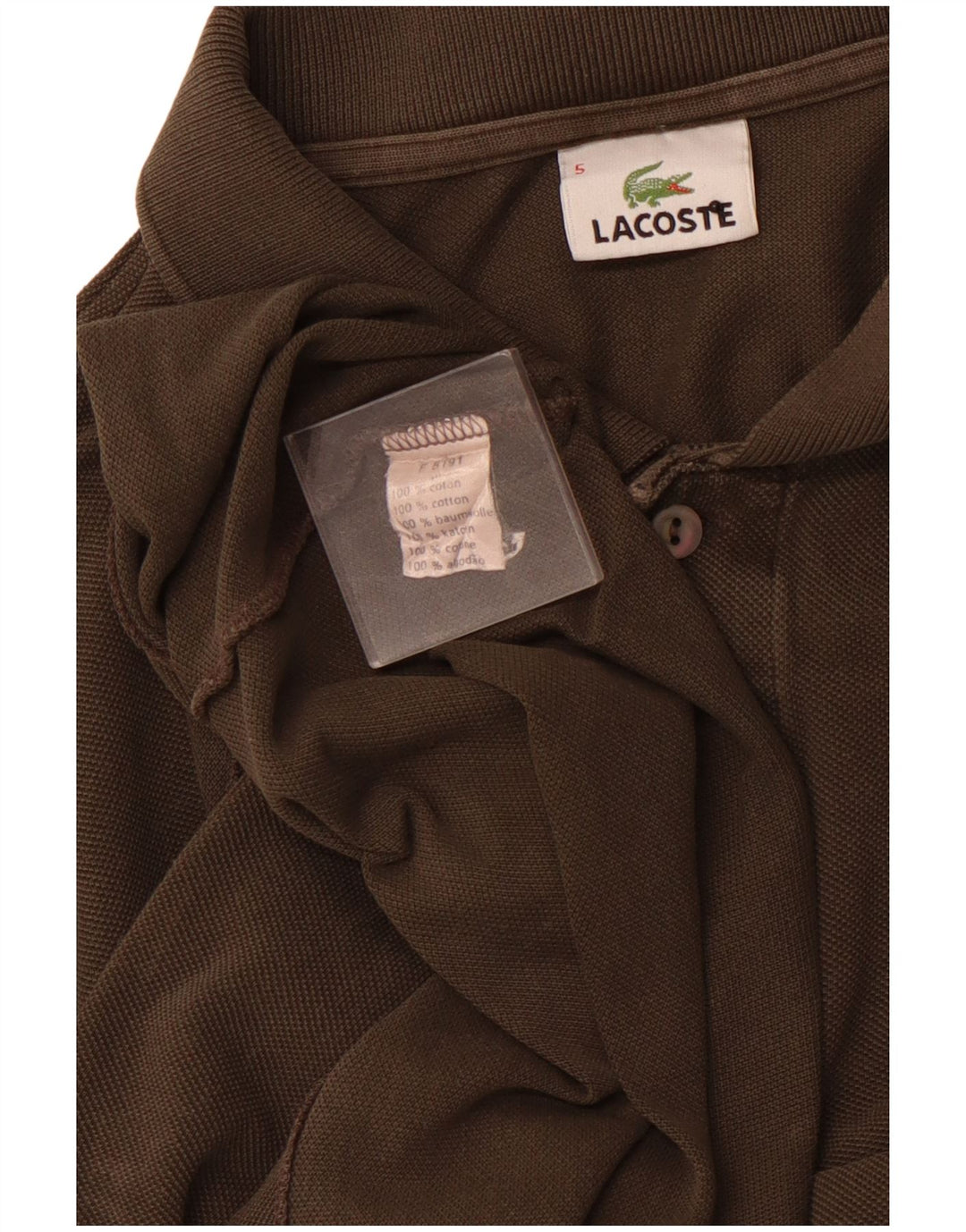 LACOSTE Langærmet poloshirt til mænd størrelse 5 Stor brun bomuld