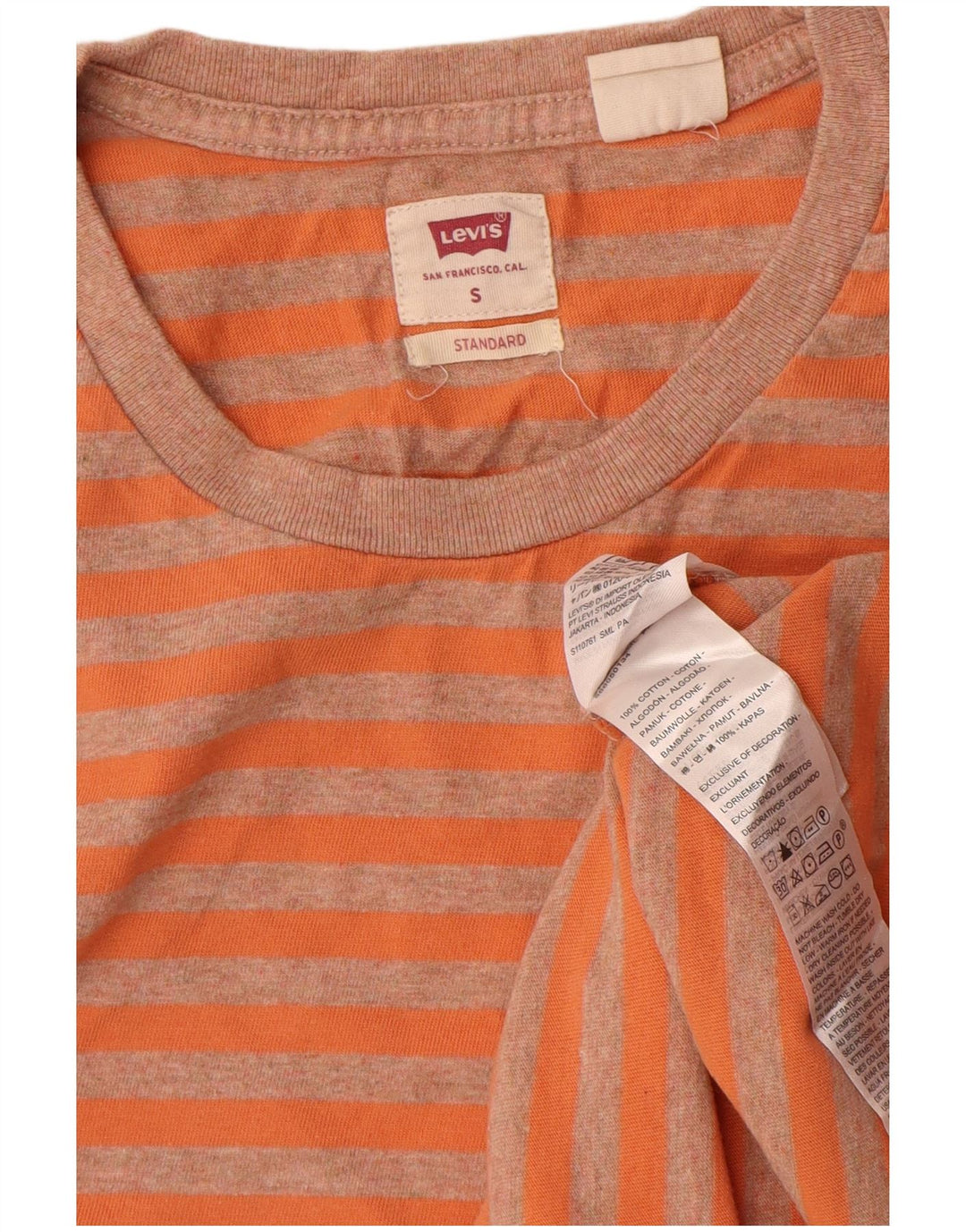 Levi's Herre Standard Fit T-shirt Top Lille orange stribet bomuld