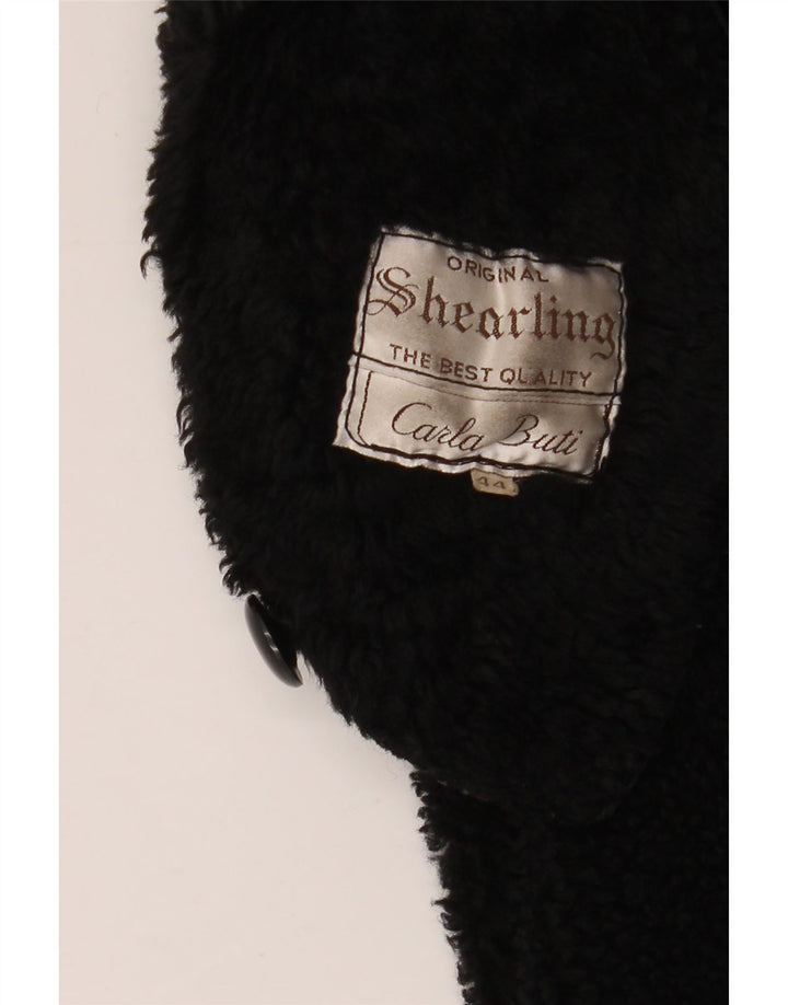 CARLA BUTI Dame Oversized Shearling Coat IT 44 Medium Black Shearling