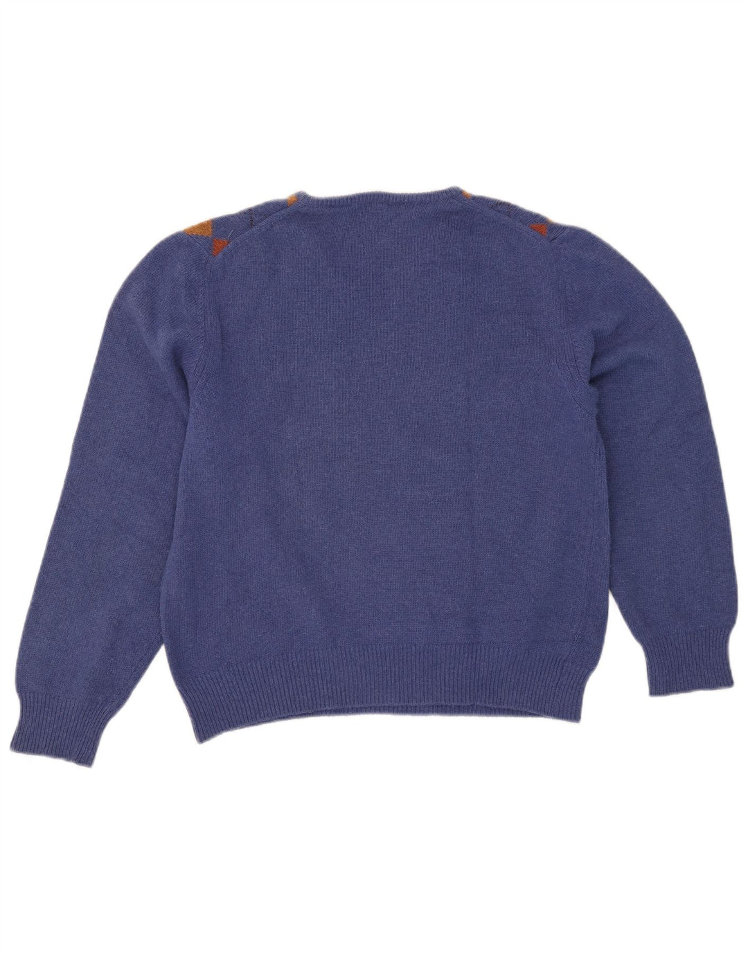 Mazzonetto Dame V-hals sweater UK 12 Medium Blue Argyle/Diamond