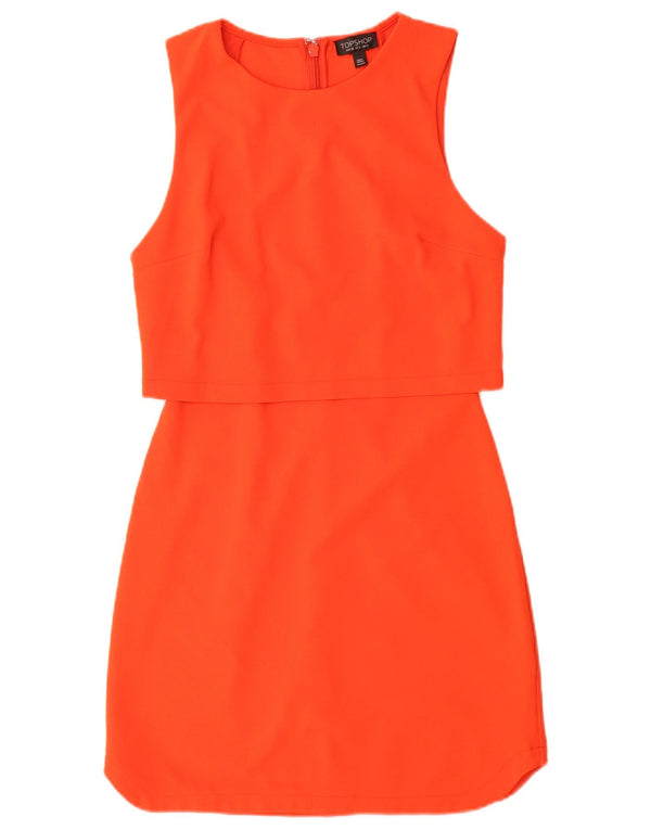 Topshop Kvinders Ærmeløs Skede Kjole UK 10 Small Orange Polyester