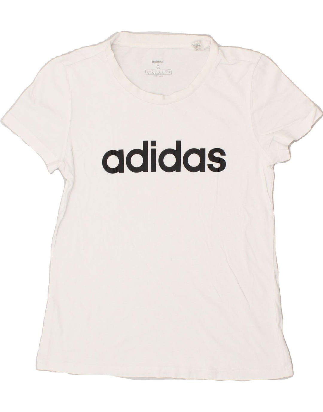 ADIDAS Womens Graphic T-Shirt Top UK 8/10 Small White Vintage Adidas and Second-Hand Adidas from Messina Hembry 