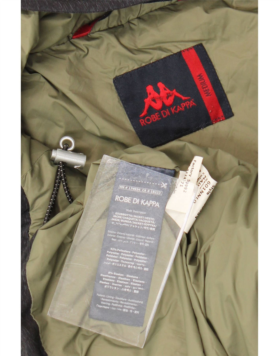 Kappa Herre hættepolstret anorakjakke UK 38 Medium Grey Polyester