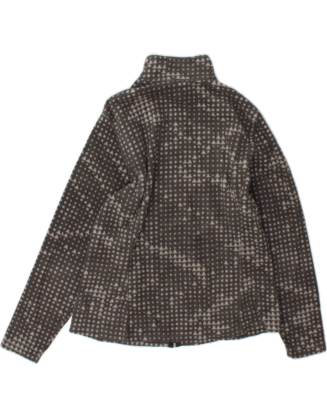EDDIE BAUER Womens Fleece Jacket UK 16 Large Grey Geometric Polyester Vintage Eddie Bauer and Second-Hand Eddie Bauer from Messina Hembry 