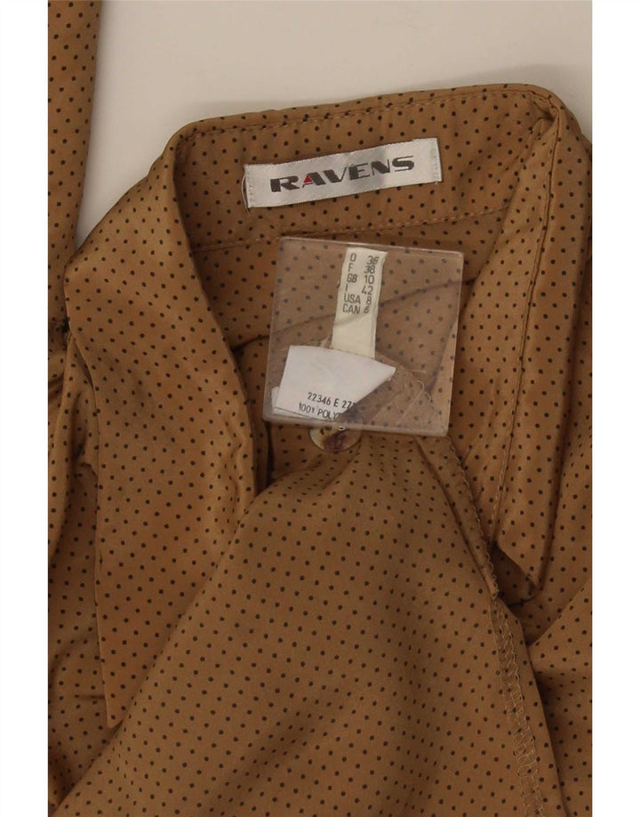 Ravens Dame Oversized Shirt UK 10 Small Brown Spotted Polyester