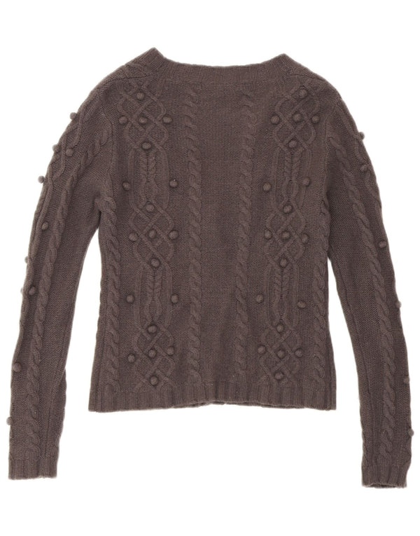 Laura Ashley Dame Crop Cardigan Sweater UK 10 Small Grey Lammeuld