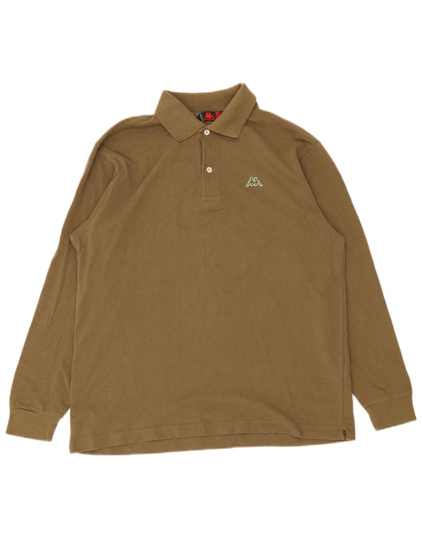 Kappa Langærmet Polo Shirt til mænd Medium Khaki Bomuld