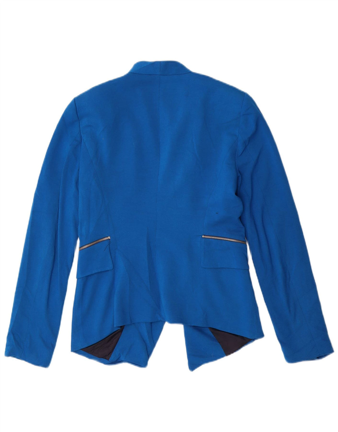 Zara Womens Open Blazer Jacket UK 12 Medium Blue Polyester