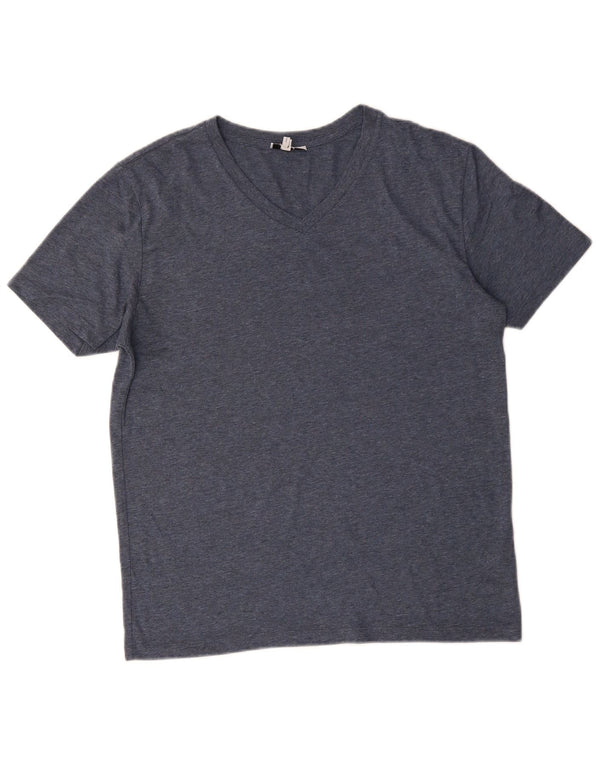 Reiss Mens T-Shirt Top Medium Blue Flecked Cotton