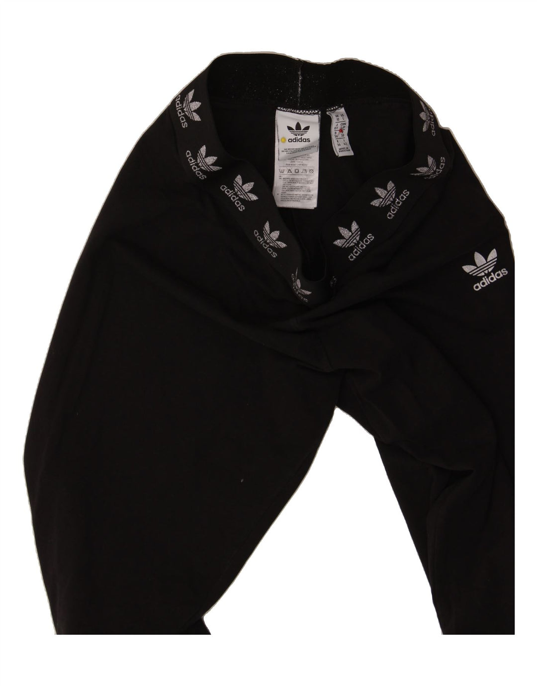 ADIDAS Womens Graphic Leggings UK 10 Small  Black Cotton Vintage Adidas and Second-Hand Adidas from Messina Hembry 