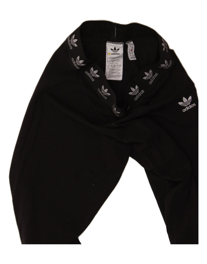 ADIDAS Womens Graphic Leggings UK 10 Small  Black Cotton Vintage Adidas and Second-Hand Adidas from Messina Hembry 