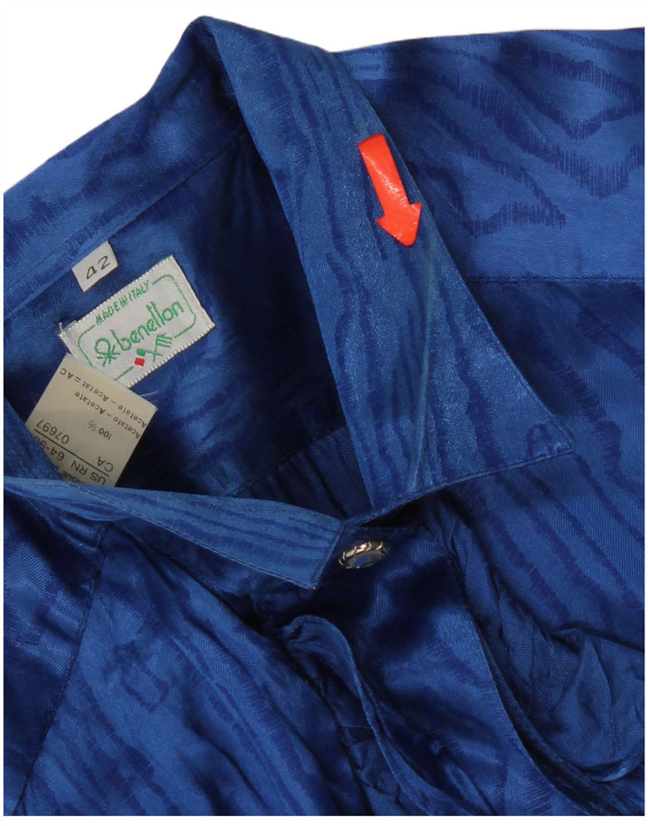 Benetton kvinders abstrakt mønster bluse IT 42 Medium Blue