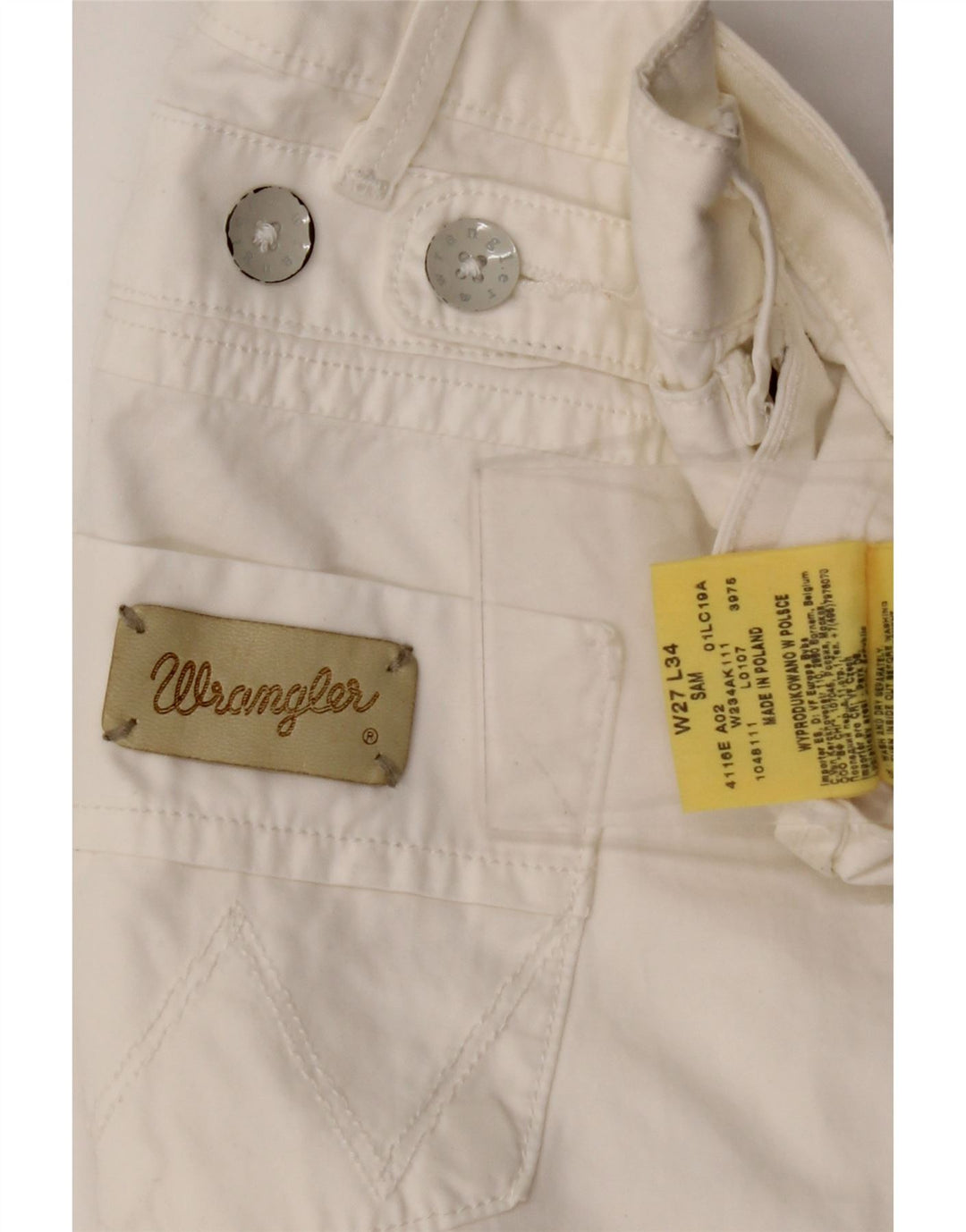 WRANGLER Dame Sam Straight Chino Bukser W27 L30 Hvid Bomuld