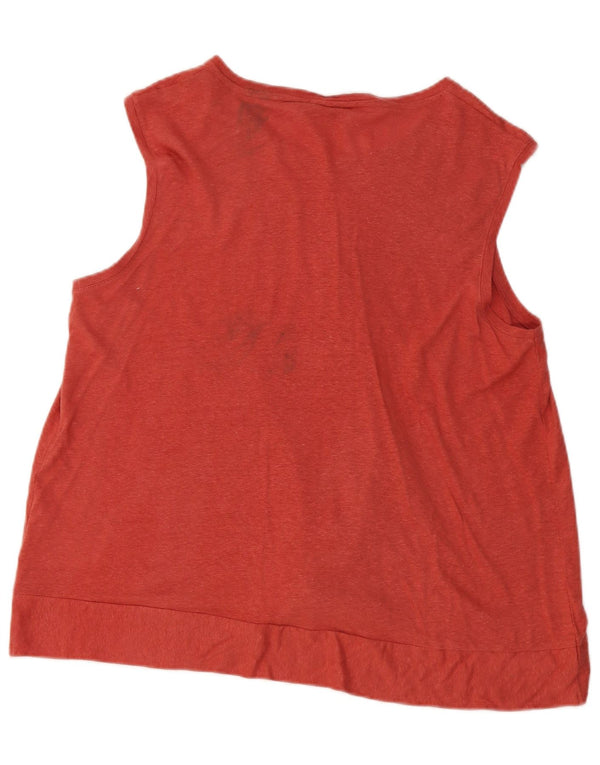 Marks & Spencer Damevest Top UK 16 Large Maroon Linen