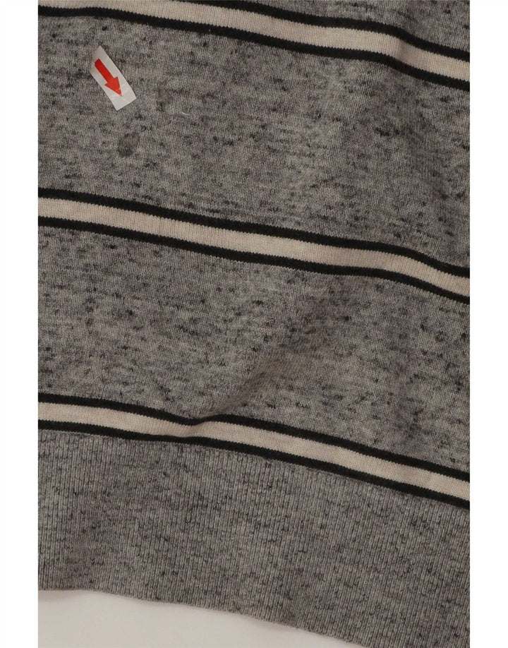 Gap herre rund hals sweater stor grå stribet bomuld