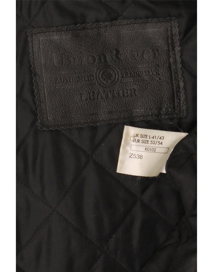 Union River Herre læderfrakke UK 41/43 Stort sort læder