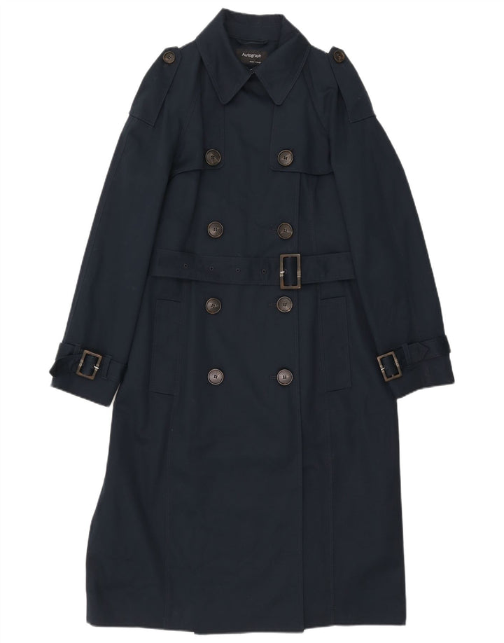 Marks & Spencer Trench Coat til kvinder UK 12 Mellem marineblå bomuld