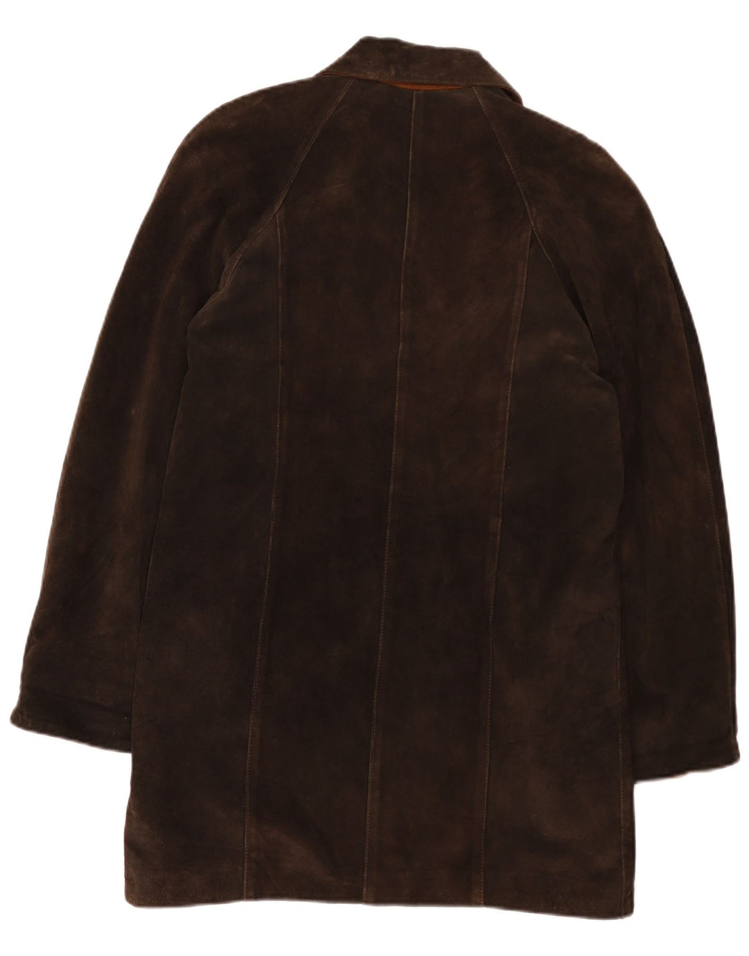 Vintage oversized ruskindsfrakke til kvinder UK 2 2XS brunt læder