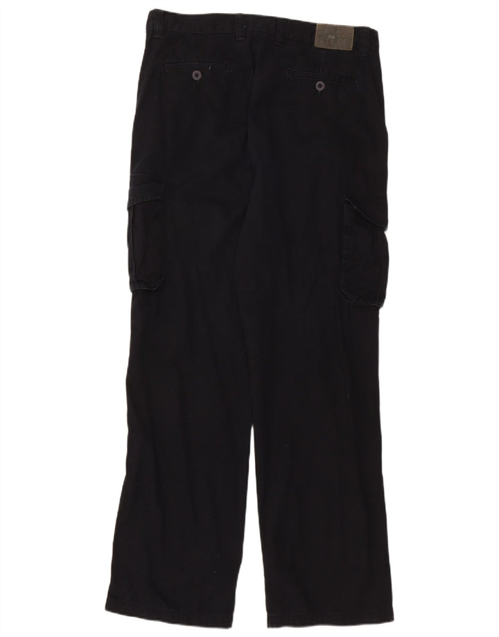 BASICLINE Mens Straight Cargo Trousers IT 50 Large W34 L32 Navy Blue