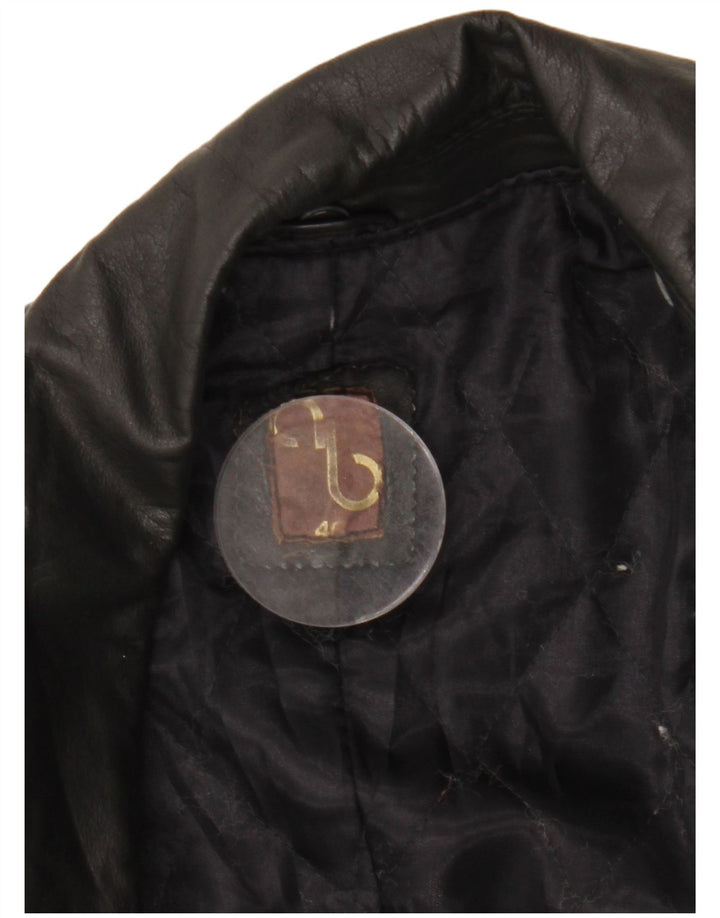 Vintage dobbeltradet læderjakke til kvinder IT 46 Large Black