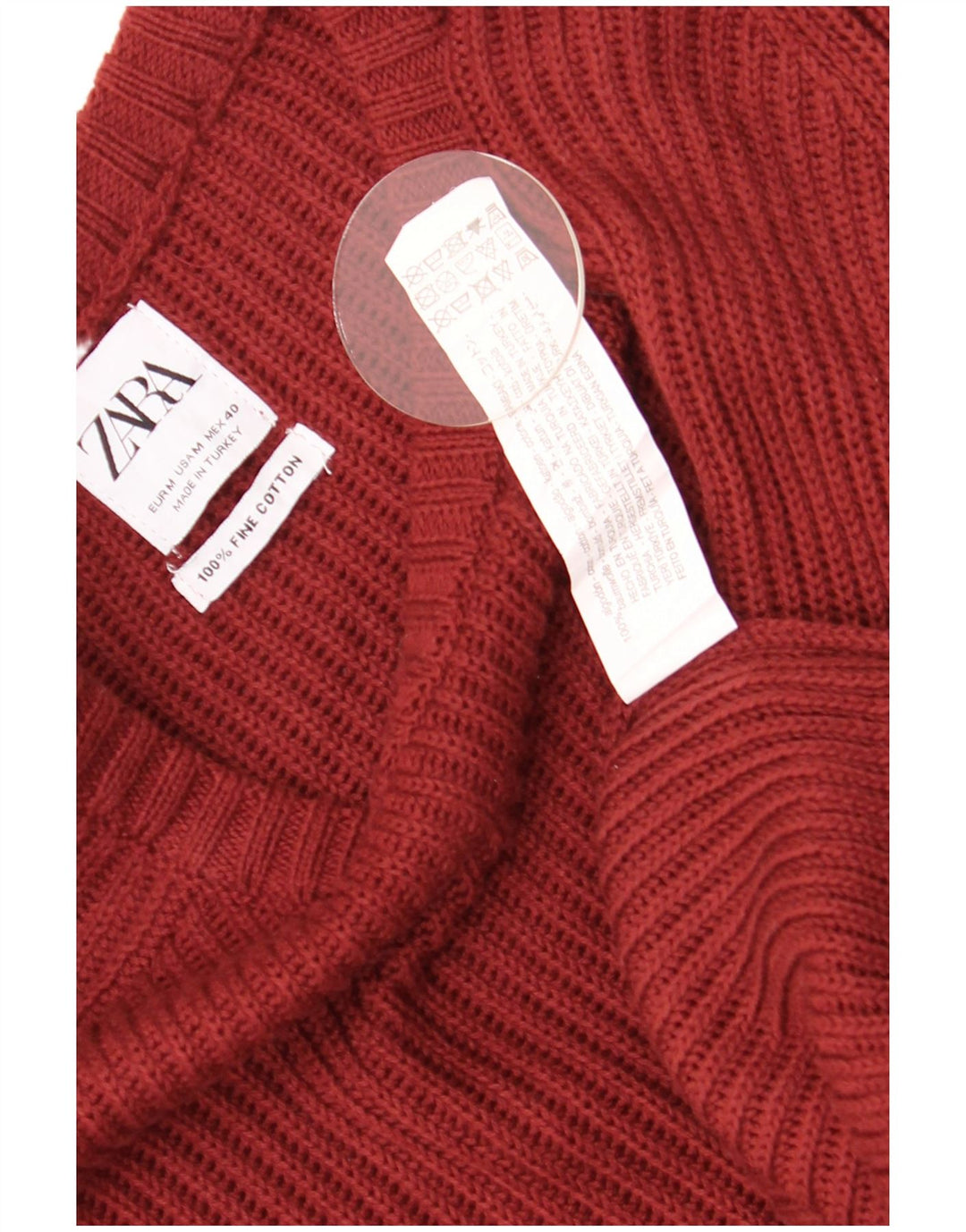 Zara Herre Boat Neck Jumper Sweater Medium Bourgogne Bomuld
