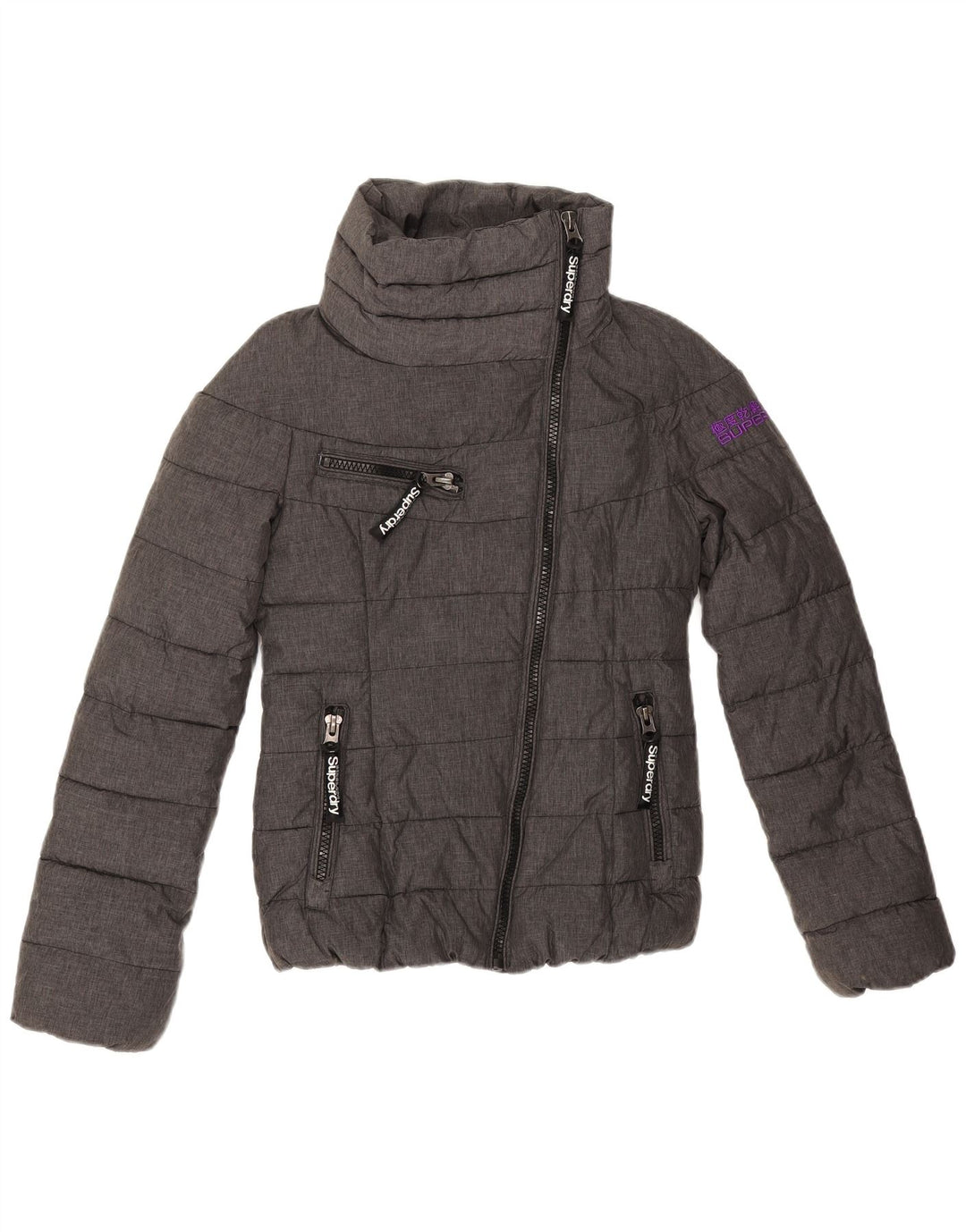 Superdry grafisk polstret jakke til kvinder UK 6 XS grå polyester
