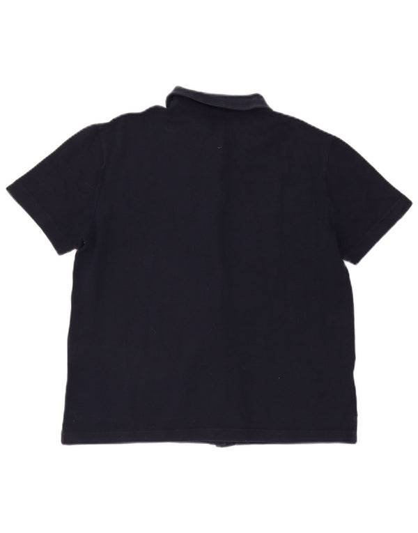 FRED PERRY Kortærmet skjorte til kvinder UK 18 XL marineblå bomuld