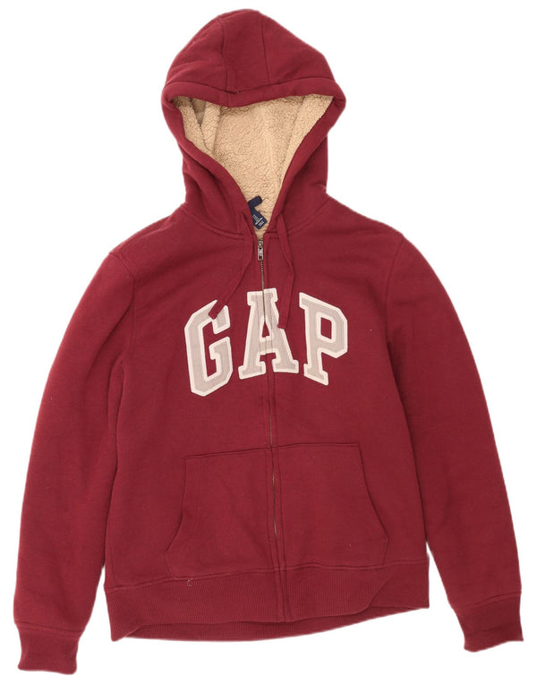 Gap Dame Oversized Zip Hoodie Sweater UK 10 Small Bourgogne Bomuld